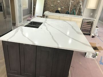 কোয়ার্টজ সলিড সারফেস স্টোন হোয়াইট রান্নাঘর Countertops